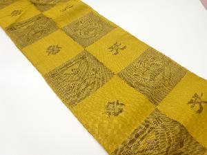 市松に抽象模様織出し名古屋帯